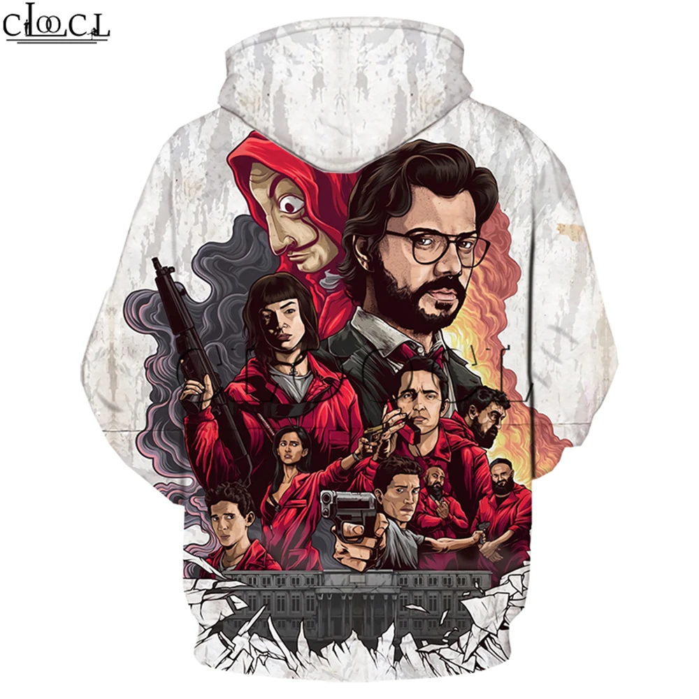 La Casa De Papel толстовки с 3D принтом для женщин и мужчин кофта для бега Money Heist The paper House Повседневная Уличная одежда пуловеры