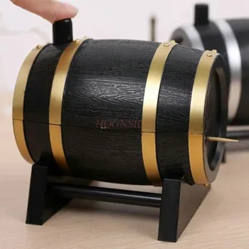 

toothpick box Wine barrel type toothpick automatic pressing home living room toothpick hotel high-grade toothpick canister