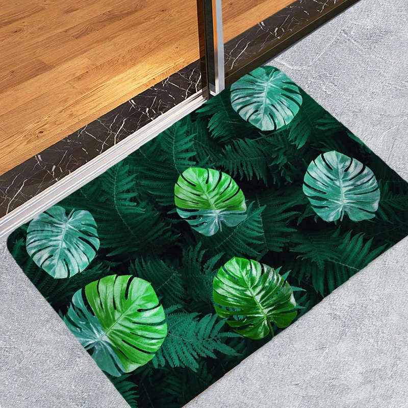 Творческий 3D принтом тропических листьев коврики для прихожей и коврики для Спальня Гостиная коврик для кухни, ванной, Противоскользящие коврики