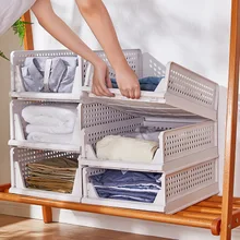 Foldable Plastic Storage Drawers Organizer for Clothes Closet Wardrobe Stackable Storage Box Desktop Sundries Shelf Organizer sosw multifunctional 9 components metal table statinery storage box desktop organizer with drawers sky blue