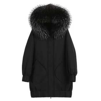 

Fashion white duck down coat women winter section Korean loose was thin large size thick coat large fur collar bat sleeves B315