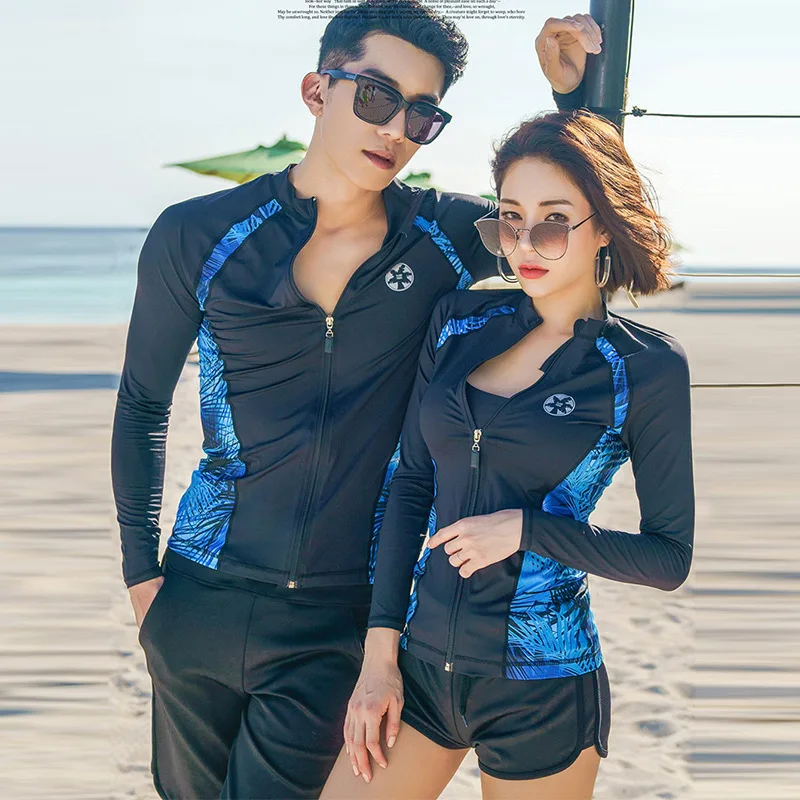 

New Style Couples Swimming Coat Long Sleeve Quick-Dry Surfing Diving Suit Men And Women Zipper Jellyfish Clothing Bikini Coat