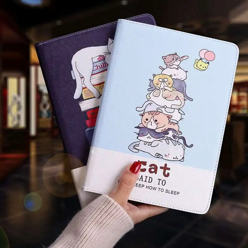 

Luxury Pu Cat Cartoon Series of Case stander Soft Black cover for iPad mini 123 and for iPad mini 4 mini 5 Smart sleep/wake up