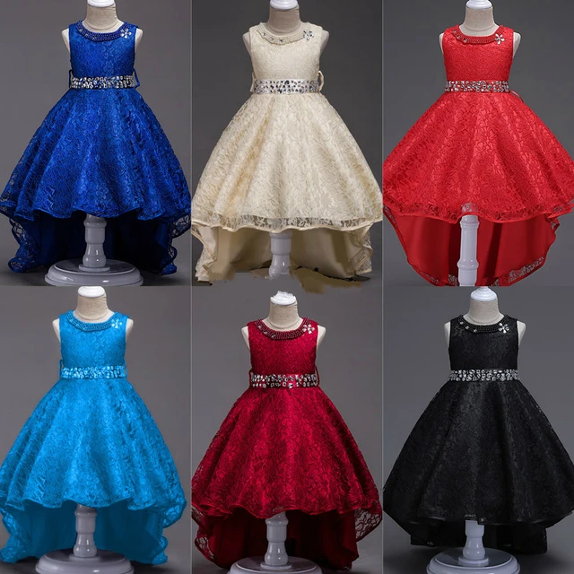 como eso pecho Microordenador Vestidos de encaje para niñas, vestidos elegantes de fiesta, vestido de  reunión, desfile, color burdeos, azul, negro y champán - AliExpress