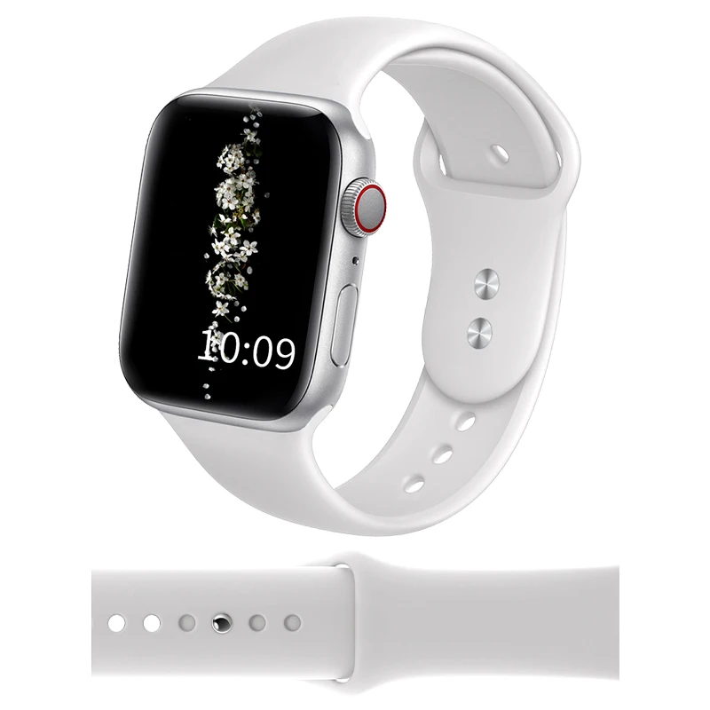 GELUOYA мягкий силиконовый спортивный ремешок для наручных часов Apple Watch, версии 5/4/2/38 мм/42 мм резиновый ремешок для наручных часов iWatch серии 5 4 40 мм 44 мм - Цвет ремешка: White