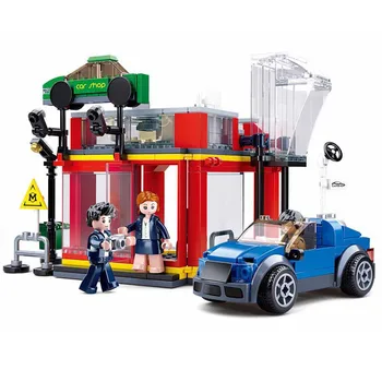 

City Transportation Technic Series Car sales service center Model Building Blocks Bricks For Children Christmas Gifts