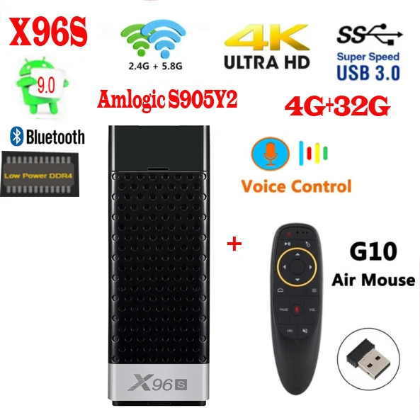 X96S tv stick android 9 0 amlogic s905Y2 H.265 2 4/5G WI FI Bluetooth4.2 дополнительный g10/mx3 голосового air mouse x96s