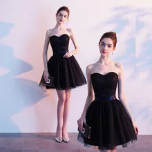 BacklakeGirls сексуальный вырез сердечком, без рукавов трапециевидной формы черные мини-платья для возвращения на родину на завязке с открытой спиной