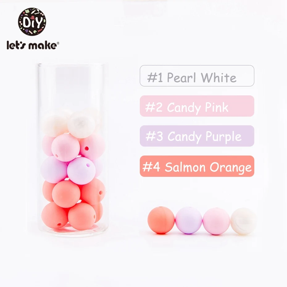 Pink Pearl Series Детские цветные силиконовые круглые бусины 50 шт. Детские Прорезыватели 12 мм аксессуары силиконовые бусины кулон DIY Уход браслет бисер для детей - Цвет: Pink Pearl Series