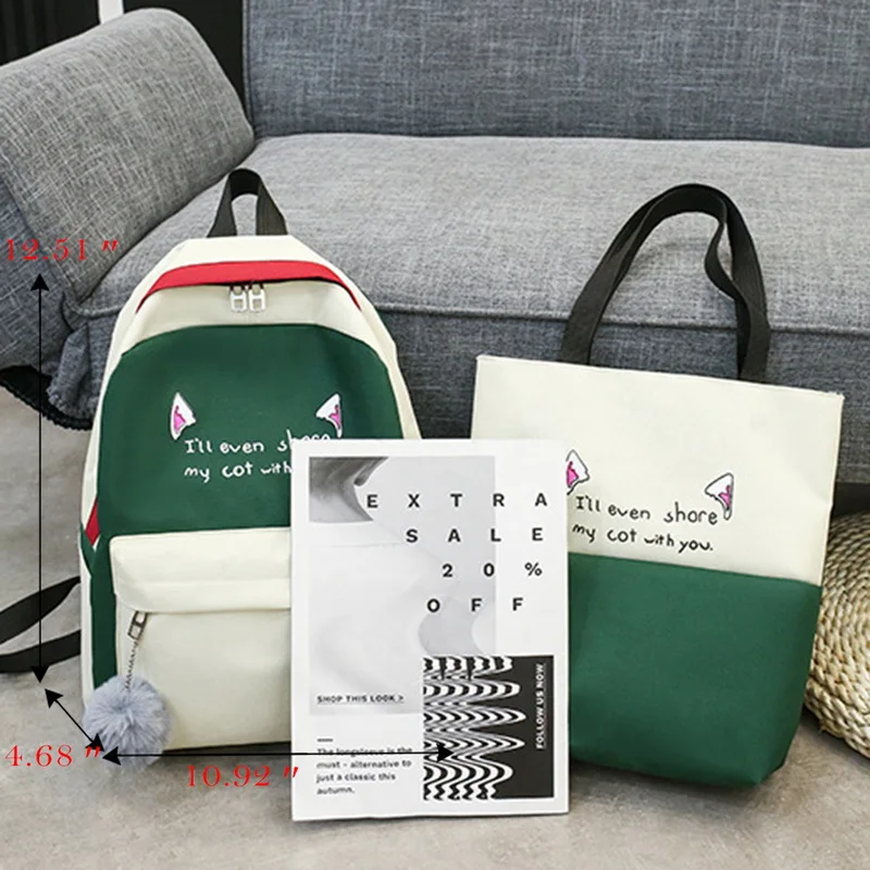 Litthing 3 шт./компл. точечная печать холст рюкзак Для женщин школьные сумки для подростков путешествия рюкзаки женский школьный рюкзак