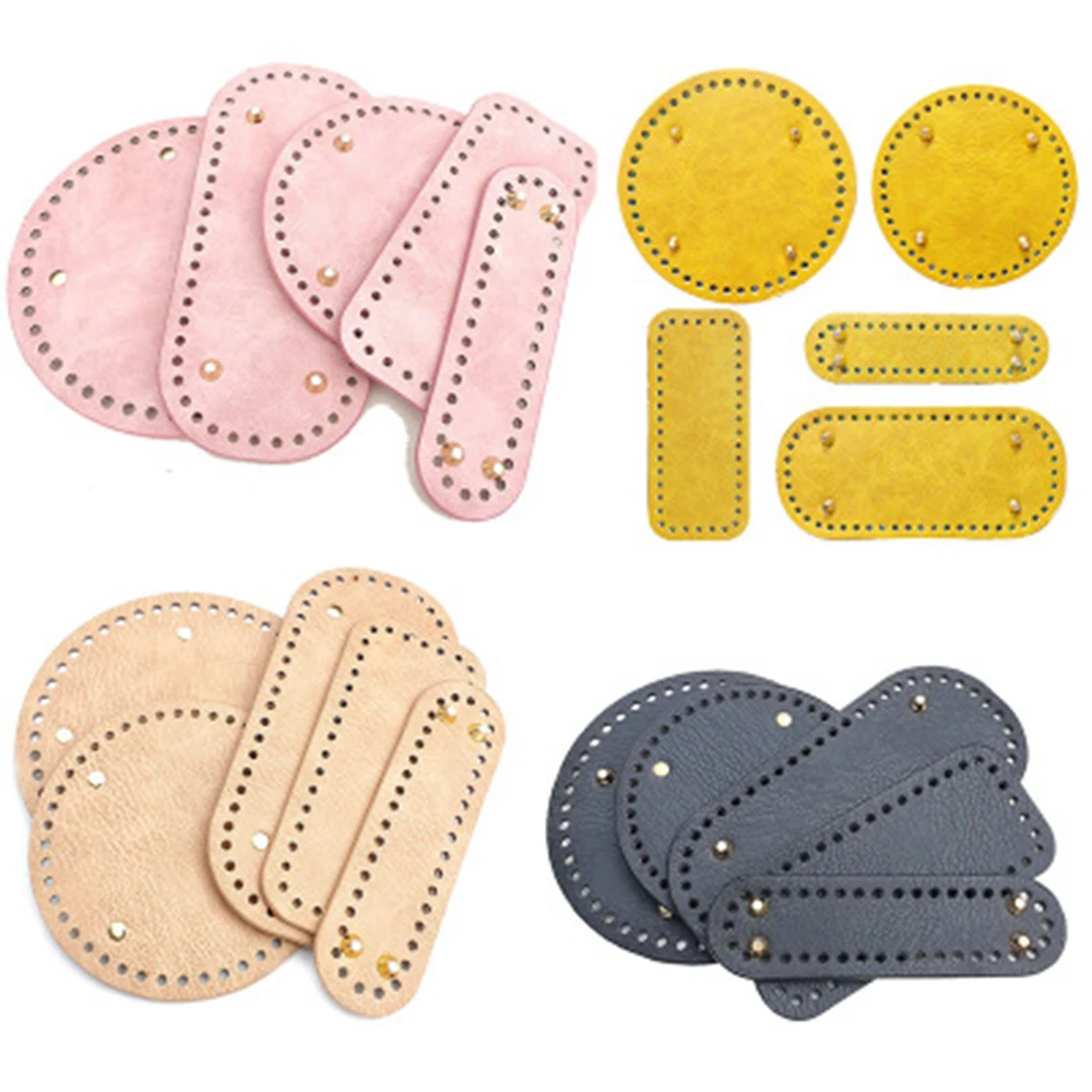 Planta de cuero redondo con agujeros, remache para tejer, bolso, bolsos de hombro tipo bandolera, accesorios