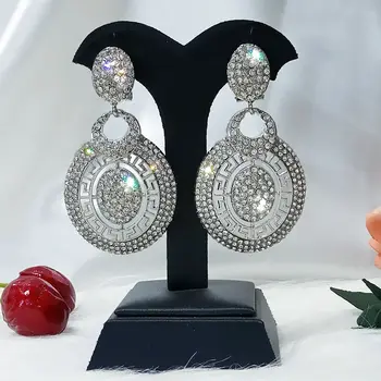 

GU-152 hoop earrings for women copper high quality drop zircon earrings very shining