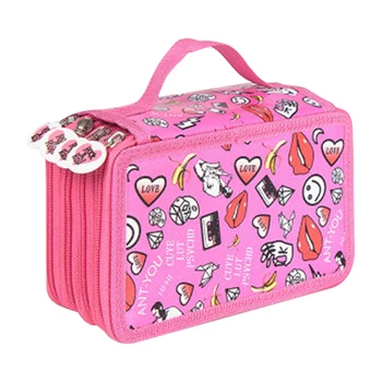 

Pen Box 72 Holes Stationery Pouch Zipper Closure Pencil Case Students Solid 4 Layers Large Capacity Gift Portable Washable