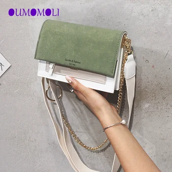 

Scrub Leather Contrast Color Crossbody Bags For Women 2020 Chain Messenger Shoulder Bag Ladies Purses and Handbags Cross Body