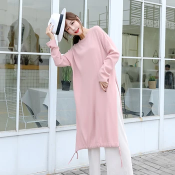 

DMLFZMY 2019 new women's pullover sweater fashion sweet casual loose large size fat MM long knitted autumn 520