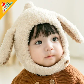 

2019 New 5-24 Months Old Baby Hat Winter Plush Fox Wool Hat Puppy Ears Boys Girls Beanies Pink Red Fur Hat Warm Cute Beanie