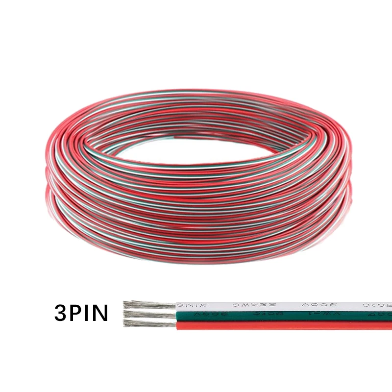câble flexible Fil électrique de panneau solaire 22AWG 2/3/4/5/6 broches, câble LED for fil d'extension de lumière LED RGB connecteur d'extension (Color : 2pin black, Size : 5m