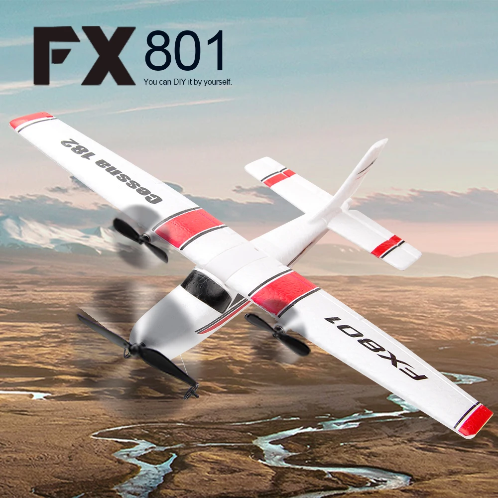 

20Mins Flying Time FX801 RC Airplane Cessna 182 2.4GHz 2CH RC Aircraft Durable Outdoor Flight Toys for Beginner Kids
