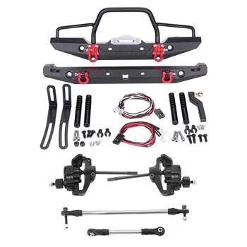 

1/10 RC Rock Crawler Metal Front Bumper with LED Light with Aluminum Alloy Portal Front Rear Axles with Steering Link