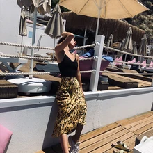 Шелковая леопардовая юбка Женская Повседневная пляжная юбка женская сексуальная юбка