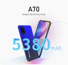 Blackview a70 3gb + 32gb android 11 6.5 inch inch polegadas hd + maior tela 5580mah bateria rosto e impressão digital desbloquear 8.3mm telefone inteligente
