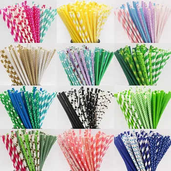 

25pcs/lot Colorful Color Mixing Straws Christmas Decoration Paper Fruit Juice Straw Disposable Tableware Wedding Party Supplies