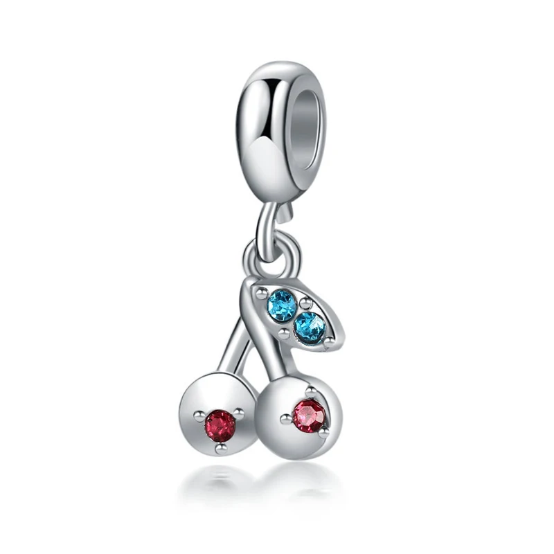 Cute Jewelry DIY Crystal Fruit Cherry Charms Beads fit Original Pandora Bracelets Pendants Bangles for Women Making | Украшения и
