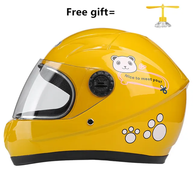 50 to 54 Cm Motorcycle Scooter Cute personality Kid Child Helmet 6-10 Years Children Red Yellow Blue Safty Moto Bicycle Helmets Yellow