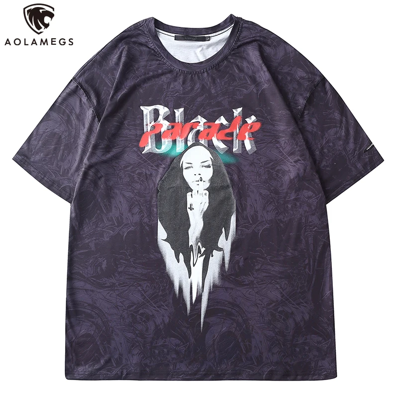 

Aolamegs T Shirt Men Punk Cool Print Men's Shirts Short Sleeve Oversize Funny Picture Harajuku High Street Tee Summer Streetwear