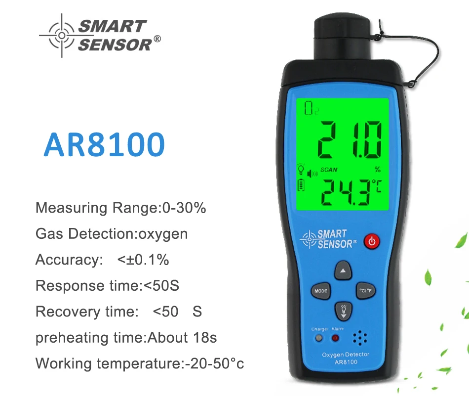  SMART SENSOR Oxygen Meter Digital Portable Automotive O2 Gas Tester Monitor Detector Handheld Oxyge