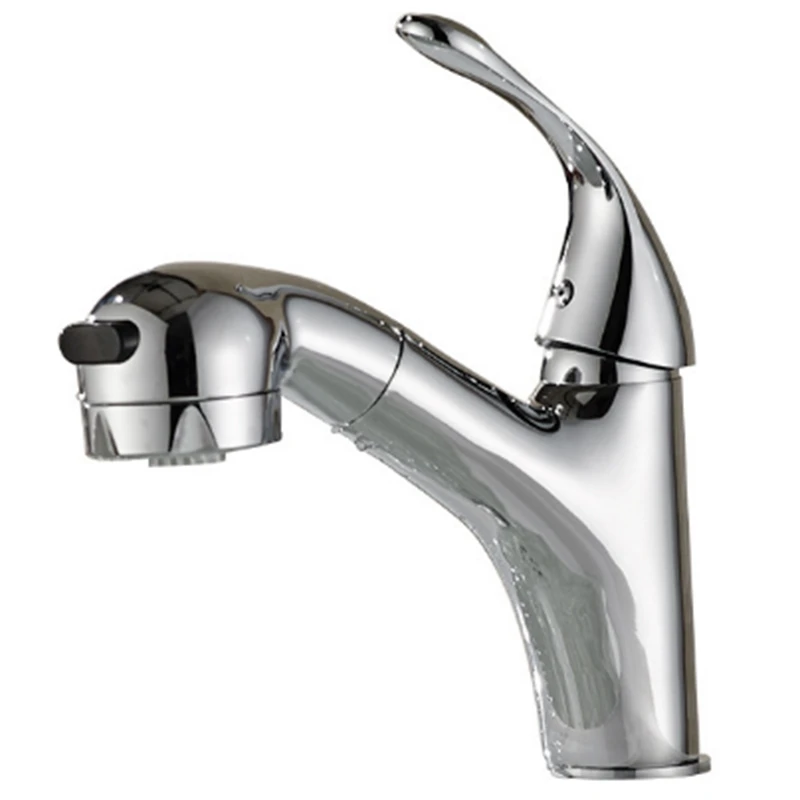 

New Bathroom Basin Faucet with Pull Down Sprayer 2 Spray Mode Single Handle Mixer Tap Hot and Cold Water Faucet Kitchen Telescop