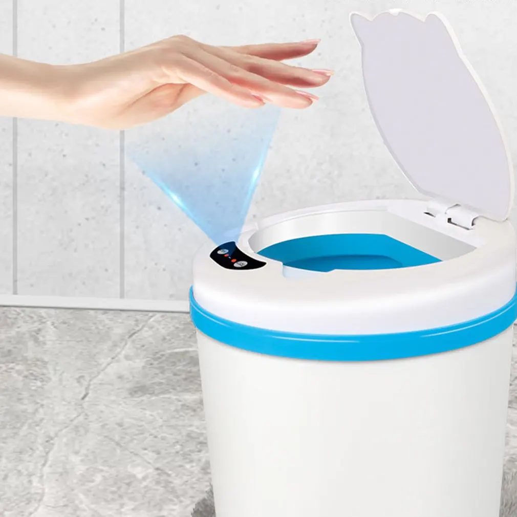 

Smart Sensor Trash Can Home Bathroom Sensor Storage Bin Omnidirectional Induction Super Long Standby Garbage Can