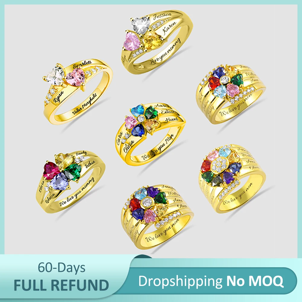 Jewelry Rings Birthstone Custom Silver Personalized Women 925 Sweey Name for No-Moq