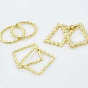 

Textured Circle Square Alloy Bordered Design Handmade DIY Earrings Necklace Decorative Pendant Material Accessories