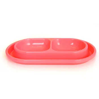 

Small Animals Dog Feeder Plastic Cat Puppy 2 Bowls With Notch Pet Supplies Food Container Water Dish Anti Ant Accessories