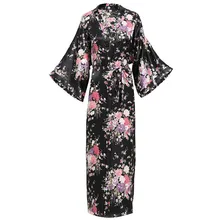 Ночное белье для женщин 3/4 рукав Домашняя одежда невесты свадебное платье атласное кимоно купальный Халат большой размер 3XL-6XL