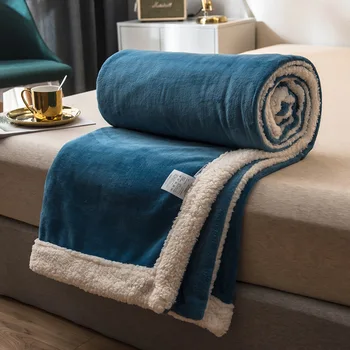 

Thick warm flannel blanket solid color lambskin blanket quilt sofa cover blanket dormitory blanket sheets office nap blanket