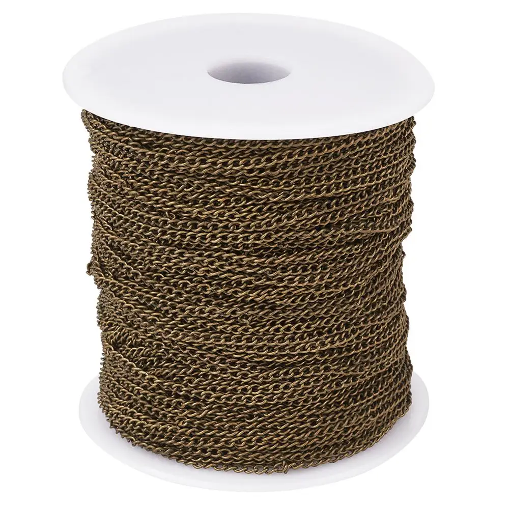 

100m/roll Metal Iron Twisted Chains Curb Chains Necklace Bracelets Chains Link Jewelry Making 3.5x2x0.5mm