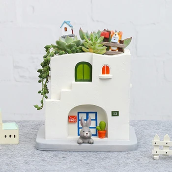 

Resin House Shape Flowerpot Succulent Flowerpot Adornment Resin Flowerpot Desktop Adornment