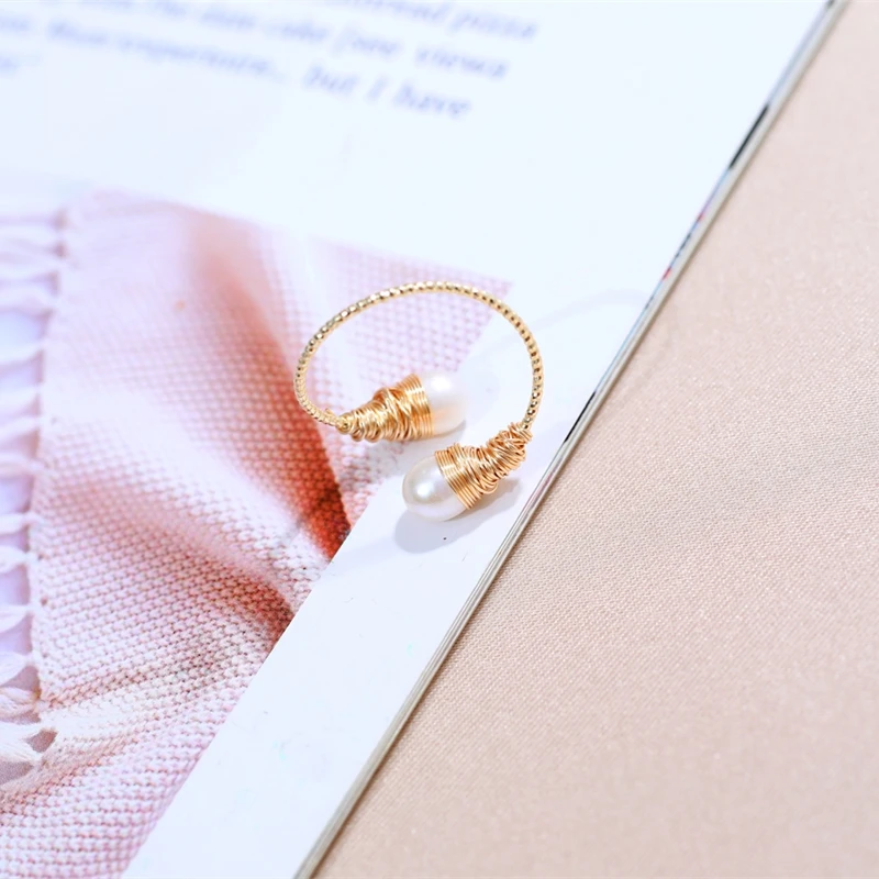 DAIMI Pearl Ring Double head Model 5-6mm Natural Freshwater Rings For Women Gift Adjustable | Украшения и аксессуары