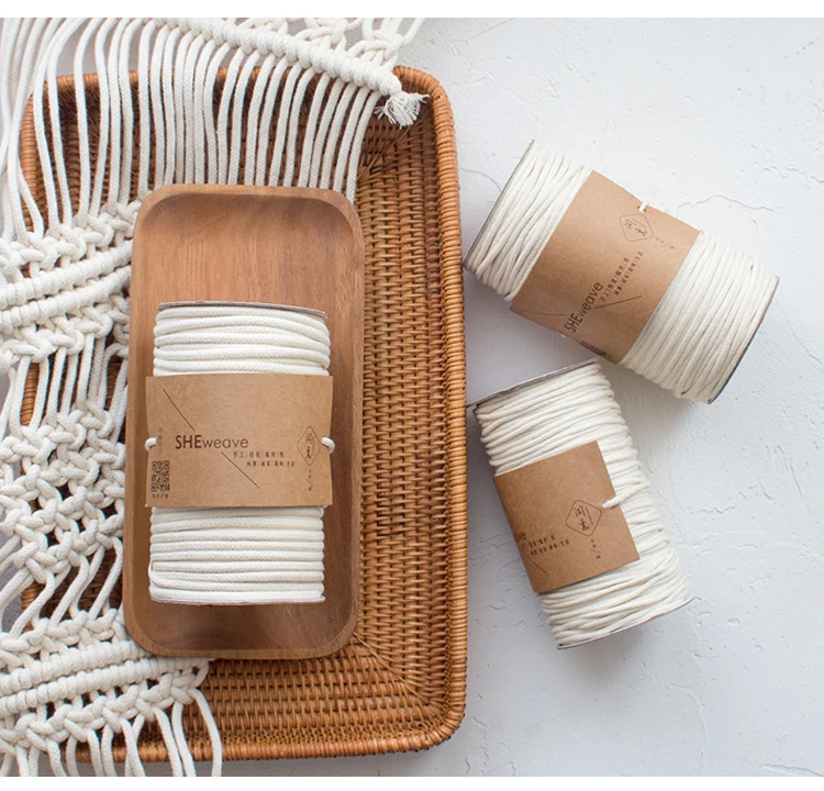 Шнур Macrame натуральный Макраме Веревка 3 мм × 109YD хлопковый шнур для богемное украшение, макраме настенный подвесной, богемский Ловец снов