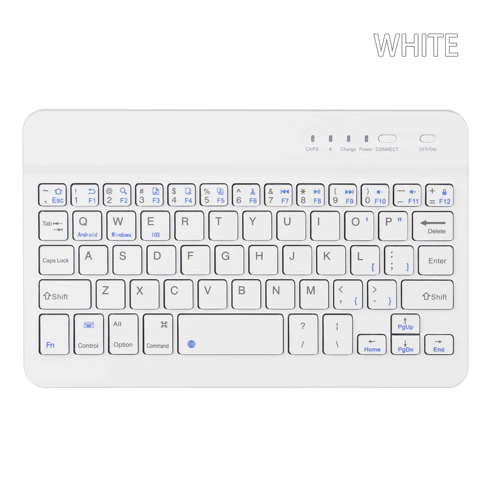 Беспроводная Bluetooth клавиатура 59 клавиш перезаряжаемая портативная мини-клавиатура синяя Ретро клавиатура IPad для IOS Android ПК ноутбука - Цвет: white