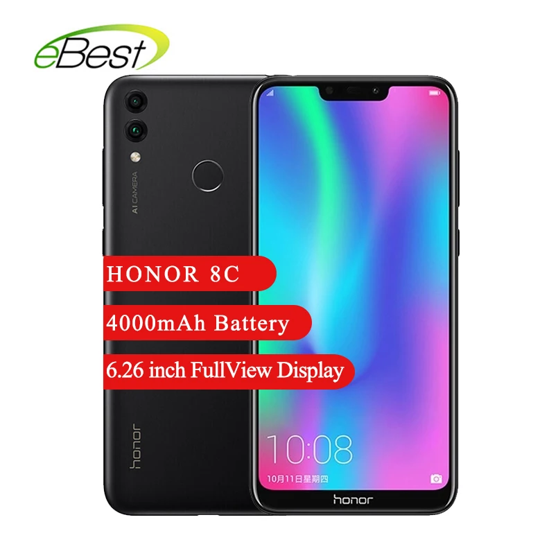 الهاتف الذكي HONOR 8C أندرويد 8.1 6.26 بوصة عرض كامل Snapdragon 632 ثماني النواة 4000mAh 13 + 2 ميجابكسل كاميرا مزدوجة AI الهاتف المحمول|الهواتف المحمولة| - AliExpress