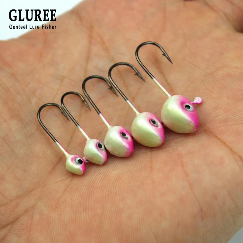 GLUREE 10 шт. 0,5/1/2/3/4/5g крючки Мини свинцовая головка рыболовный крючок розового цвета с высоким содержанием углерода Сталь Карп рыболовные снасти аксессуары