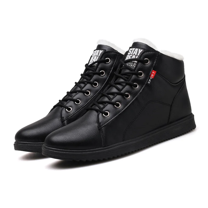 

New Ankle Boots Men Black Large Size 39-45 Winter Boots Men Shoes Warm Fur Snow Boots Men Wear-resistant Adult Male Tennis