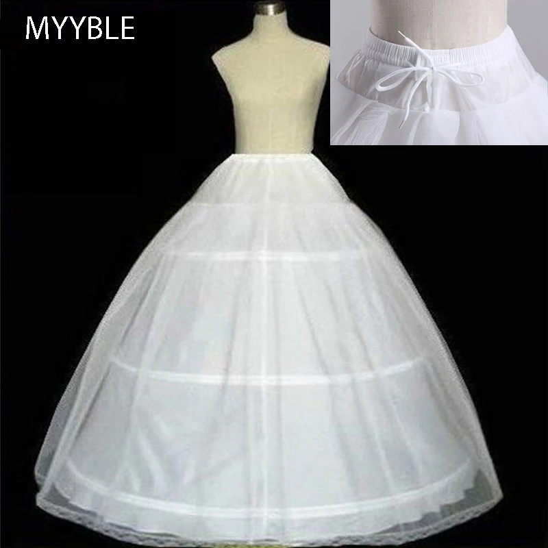 MYYBLE High Quality White 3 Hoops A-Line Petticoat Crinoline Slip Underskirt For Ball Gown Wedding Dress Free Shipping In Stock image_0