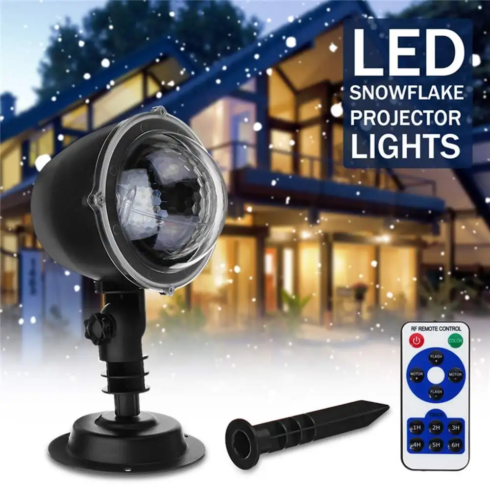 

5W 4 LED Mini Snowflake Christmas Projector Snowfall LED Stage Light Landscape Outdoor Light Decor AC85-240V US Plug