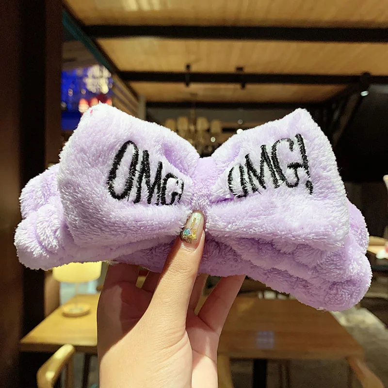purple OMG Мягкая теплая одежда; коралловый флис; с бантом Ангел Животные уши эластичные повязки на голову для Для женщин и девочек Милая повязка на голову тюрбан Головные уборы аксессуары для волос - Цвет: purple OMG
