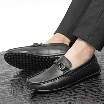 

Fashion Shoes men loafers Casual shoes breathable genuine Leather Loafers Office Shoes Men slip on Driving Moccasins Comfortable