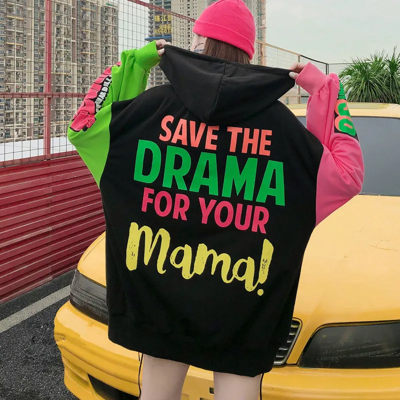 Vefadisa Black Letter Print Women Sweatshirt 2020